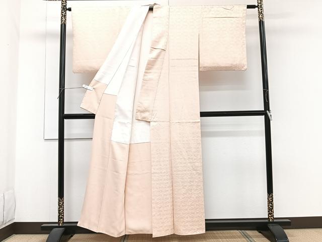 平和屋着物■上質な色無地 菱鶴文 洗柿色 正絹 逸品 CABG6916xi
