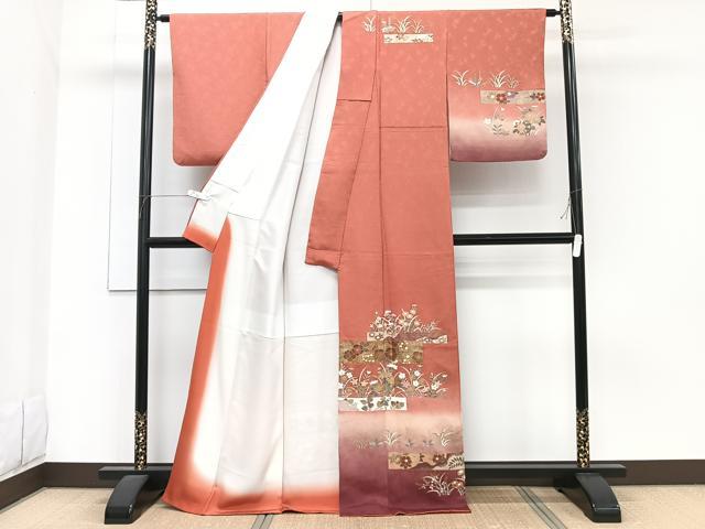 平和屋着物■訪問着 横段花文 暈し染め 金彩 正絹 逸品 CABG6918xi
