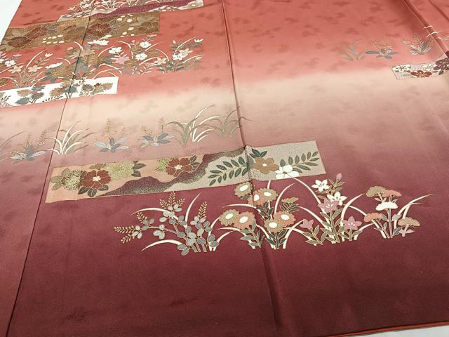 平和屋着物■訪問着 横段花文 暈し染め 金彩 正絹 逸品 CABG6918xi