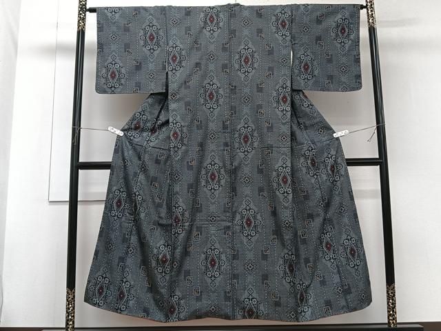 平和屋着物■本場大島紬 割込絣 吉祥花文 正絹 逸品 CABG6944xi