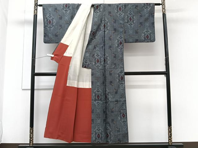 平和屋着物■本場大島紬 割込絣 吉祥花文 正絹 逸品 CABG6944xi