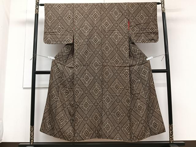 平和屋着物■本場大島紬 アンティーク 大正ロマン 菱花文 正絹 逸品 CABG6949xi
