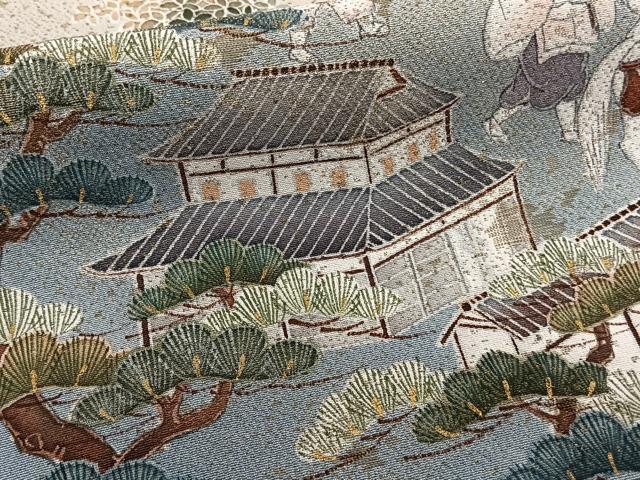平和屋着物■豪華黒留袖 御所車人物風景文 松竹梅 暈し染め 金通し地 正絹 逸品 CABG6952xi