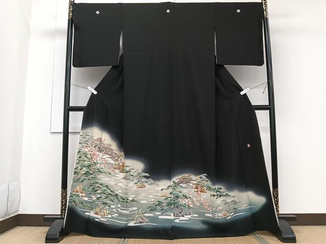 平和屋着物■豪華黒留袖 作家物 流水風景文 暈し染め 正絹 逸品 CABG6954xi