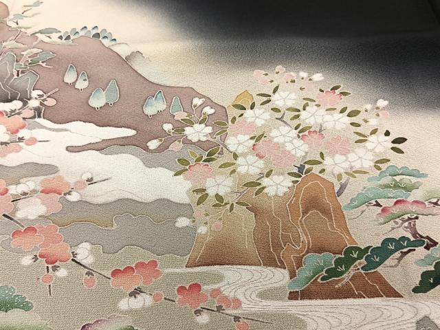 平和屋着物■豪華黒留袖 作家物 流水風景文 暈し染め 正絹 逸品 CABG6954xi