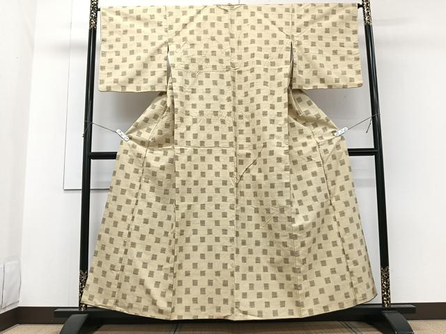 平和屋着物■上質な紬 市松文 正絹 逸品 CABG6955xi