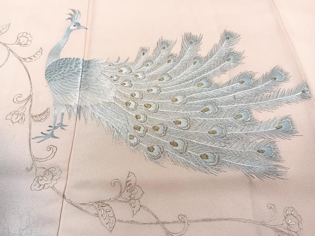 平和屋着物■訪問着 蘇繍 刺繍 更紗花唐草孔雀文 暈し染め 金銀糸 正絹 逸品 CABG6963xi