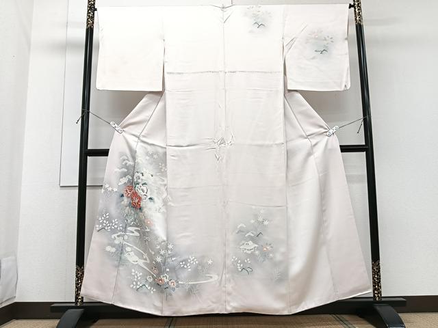 平和屋着物■訪問着 流水花車風景文 暈し染め 正絹 逸品 CABG6964xi