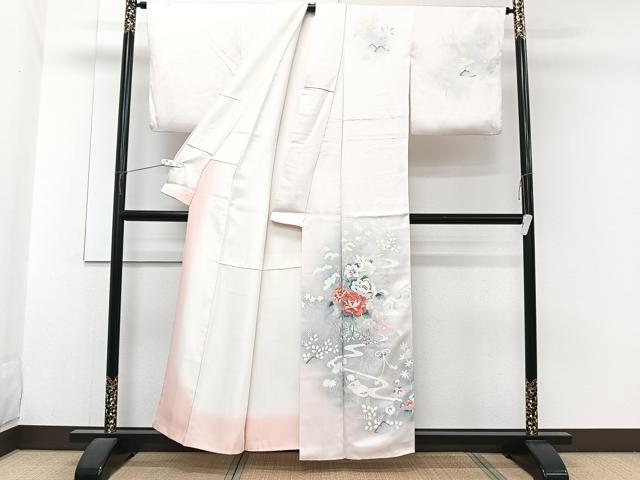 平和屋着物■訪問着 流水花車風景文 暈し染め 正絹 逸品 CABG6964xi
