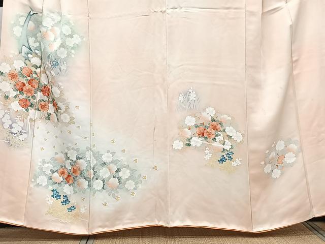 平和屋着物■訪問着 刺繍 孔雀花文 暈し染め 正絹 逸品 CABG6965xi