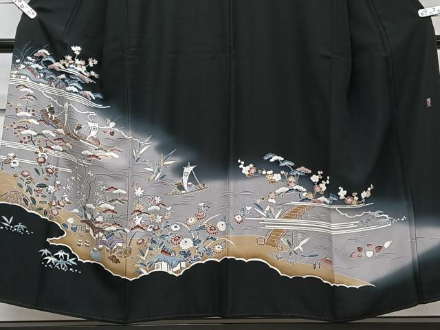 平和屋着物■豪華黒留袖 作家物 人物船風景文 松竹梅 暈し染め 正絹 逸品 CABG6986xi