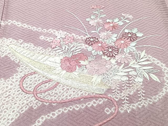 平和屋着物■訪問着 絞り 刺繍 流水花船文 やまと誂製 正絹 逸品 CABG6992xi