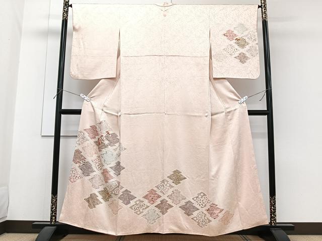 平和屋着物■訪問着 絞り 刺繍 松皮菱花文 金彩 正絹 逸品 CABG6993xi