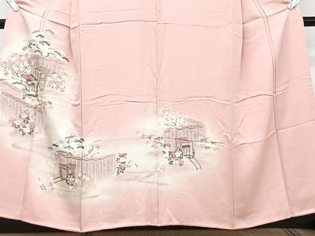 平和屋着物■訪問着 屏風御所車花文 松竹梅 暈し染め 金彩 正絹 逸品 CABG6994xi