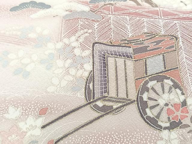 平和屋着物■訪問着 屏風御所車花文 松竹梅 暈し染め 金彩 正絹 逸品 CABG6994xi