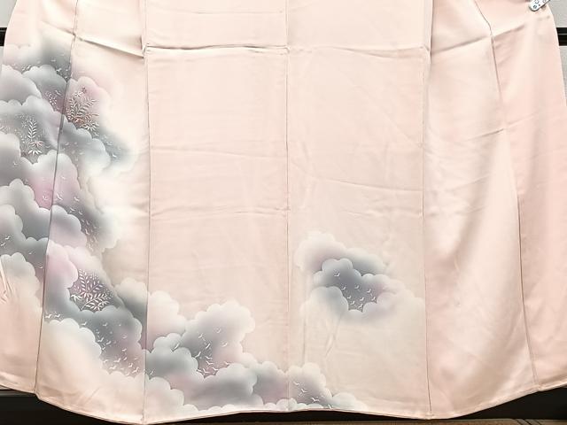 平和屋着物■訪問着 刺繍 雲取り飛鶴草花文 暈し染め 正絹 逸品 未使用 CABG7004xi