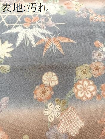 平和屋着物■上質な小紋 草花文 暈し染め 鬼しぼ縮緬 正絹 逸品 未使用 CABG7007xi
