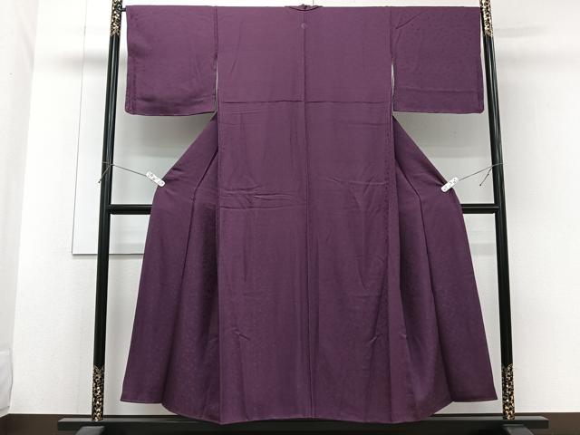 平和屋着物■上質な色無地 草花地紋 茄子紺色 正絹 逸品 CABG7011xi