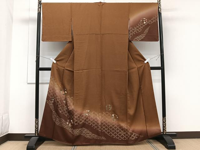 平和屋着物■訪問着 駒刺繍 七宝花丸文 暈し染め 金彩 正絹 逸品 CABG7013xi