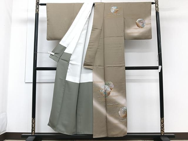 平和屋着物■訪問着 降臨雪輪飛鶴花文 暈し染め 金銀彩 正絹 逸品 CABG7026xi