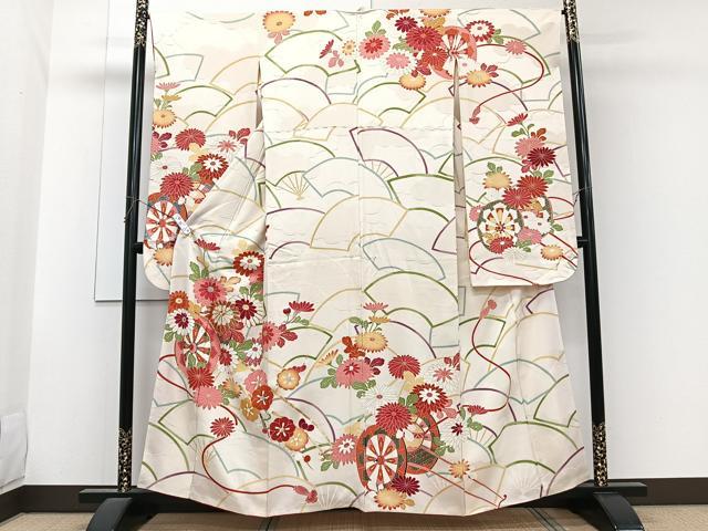 平和屋着物■豪華振袖 駒刺繍 花車文 カラー胴裏:丁子色 金彩 正絹 逸品 CABG7030xi