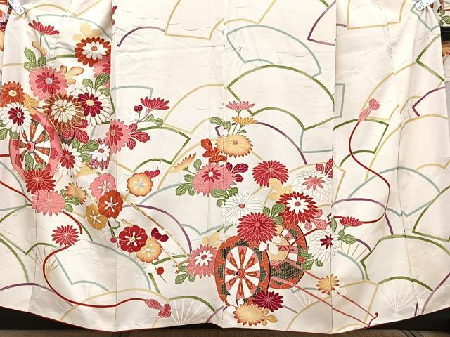 平和屋着物■豪華振袖 駒刺繍 花車文 カラー胴裏:丁子色 金彩 正絹 逸品 CABG7030xi