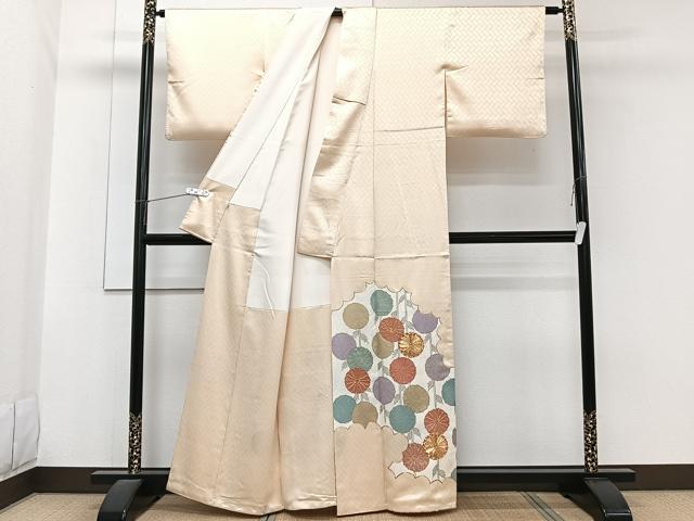 平和屋着物■豪華色留袖 駒刺繍 枝菊文 金彩 正絹 逸品 CABG7038xi