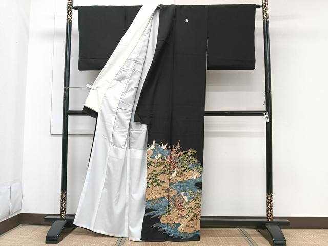 平和屋着物■豪華黒留袖 渡橋鶴文 松竹梅 金彩 正絹 逸品 CABG7041xi