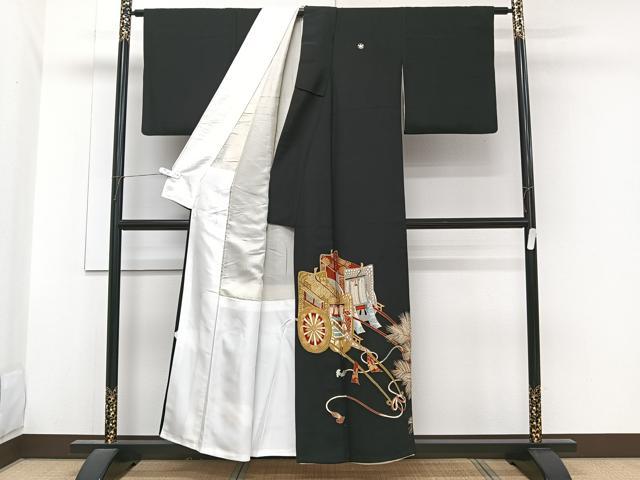 平和屋着物■豪華黒留袖 御所車枝松文 金彩 正絹 逸品 CABG7051xi