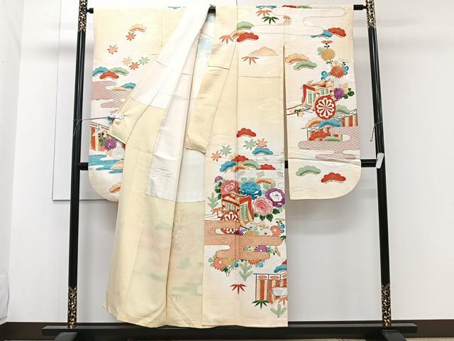 平和屋着物■豪華振袖 駒刺繍 御所車渡橋花文 暈し染め 金銀彩 正絹 逸品 CABG7054xi