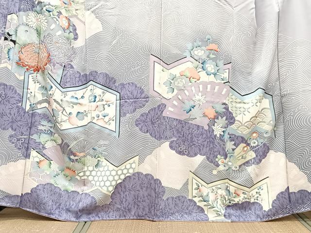 平和屋着物■豪華振袖 駒刺繍 立波屏風花文 銀彩 正絹 逸品 CABG7071xi