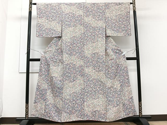 平和屋着物■上質な小紋 流水草花文 正絹 逸品 CABG7085xi