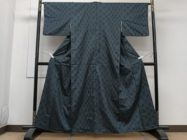 平和屋着物■上質なお召 麻の葉文 正絹 逸品 CABG7093xi