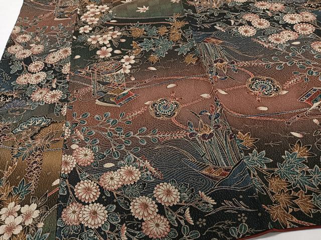 平和屋着物■上質な小紋 屏風 貝桶 冊子花蝶文 やまと誂製 正絹 逸品 CABG7101xi