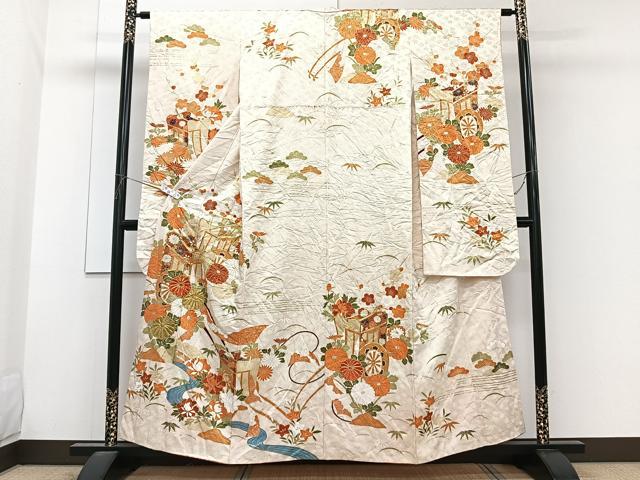 平和屋着物■豪華振袖 駒刺繍 御所車流水花文 松竹梅 金彩 正絹 逸品 CABG7112xi
