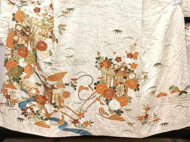 平和屋着物■豪華振袖 駒刺繍 御所車流水花文 松竹梅 金彩 正絹 逸品 CABG7112xi