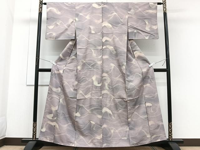 平和屋着物■上質な紬 波文 暈し染め 正絹 逸品 CABG7118xi