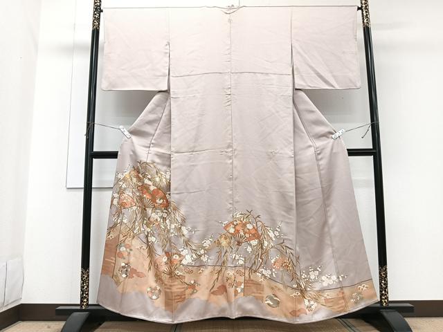 平和屋着物■豪華色留袖 駒刺繍 柳扇花文 松竹梅 金彩 正絹 逸品 CABG7152xi