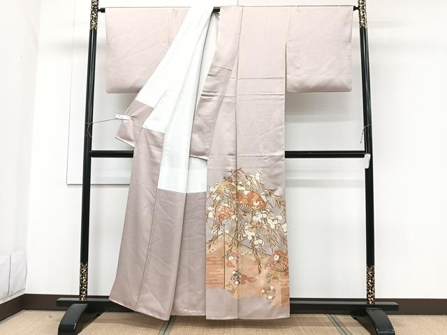 平和屋着物■豪華色留袖 駒刺繍 柳扇花文 松竹梅 金彩 正絹 逸品 CABG7152xi