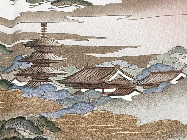 平和屋着物■豪華色留袖 龍谷 雲取り飛鳥風景文 暈し染め 金彩 正絹 逸品 CABG7153xi