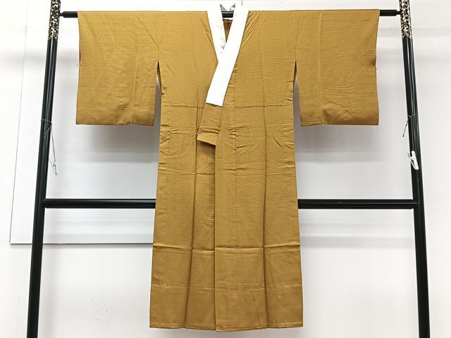 平和屋着物■長襦袢 無双仕立て 鱗地紋 山吹茶色 半衿刺繍 正絹 逸品 CABG7155xi