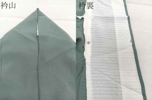 平和屋着物*夏物 色無地 絽 ちりめん 千草色 正絹 逸品 CABG7163xi
