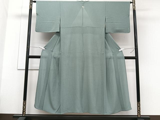 平和屋着物*夏物 色無地 絽 ちりめん 千草色 正絹 逸品 CABG7163xi