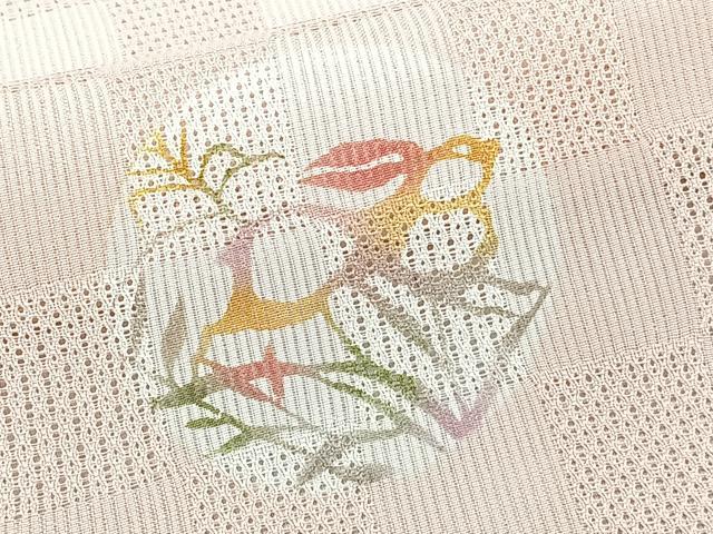 平和屋着物*夏物 訪問着 市松紋紗 型染め 跳兎 正絹 逸品 CABG7169xi