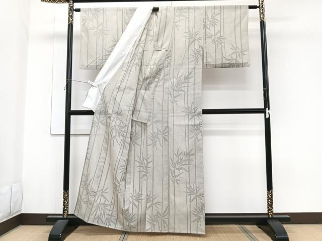 平和屋着物*夏物 小紋 紗 笹竹文 洗える着物 CABG7171xi