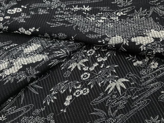 平和屋着物*夏物 小紋 縦絽 籬流水花文 ロング丈 正絹 逸品 CABG7175xi