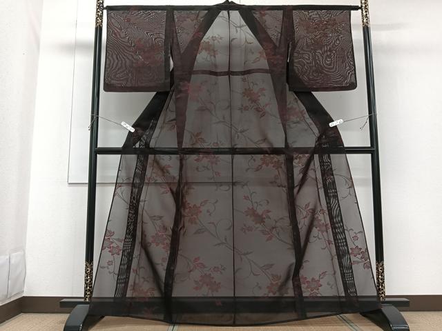平和屋着物*夏物 小紋 紗 花唐草文 正絹 逸品 CABG7179xi