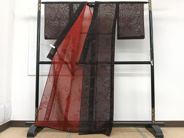 平和屋着物*夏物 小紋 紗 花唐草文 正絹 逸品 CABG7179xi