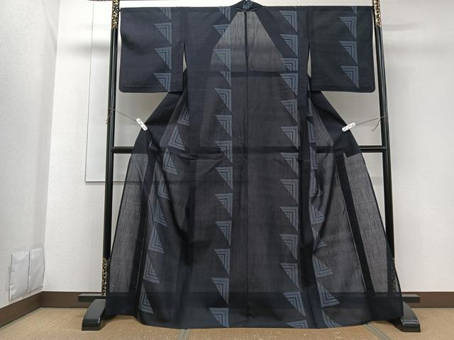 平和屋着物*夏物 結城紬 100亀甲 飛亀甲柄 幾何学文 正絹 逸品 CABG7180xi