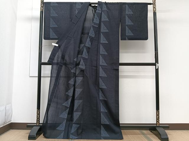 平和屋着物*夏物 結城紬 100亀甲 飛亀甲柄 幾何学文 正絹 逸品 CABG7180xi